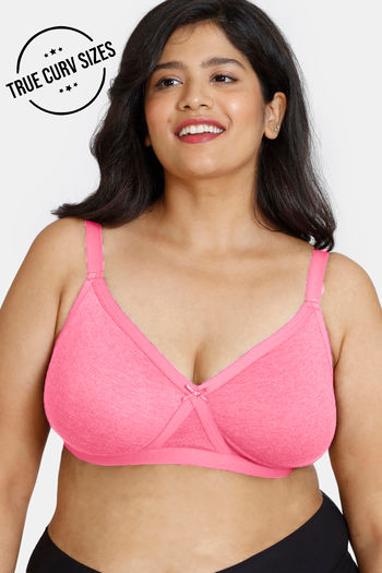 Buy Zivame True Curv Beautiful Basics Single Layered Non Wired 3/4th Coverage Super Support Bra - Pink Lemonade